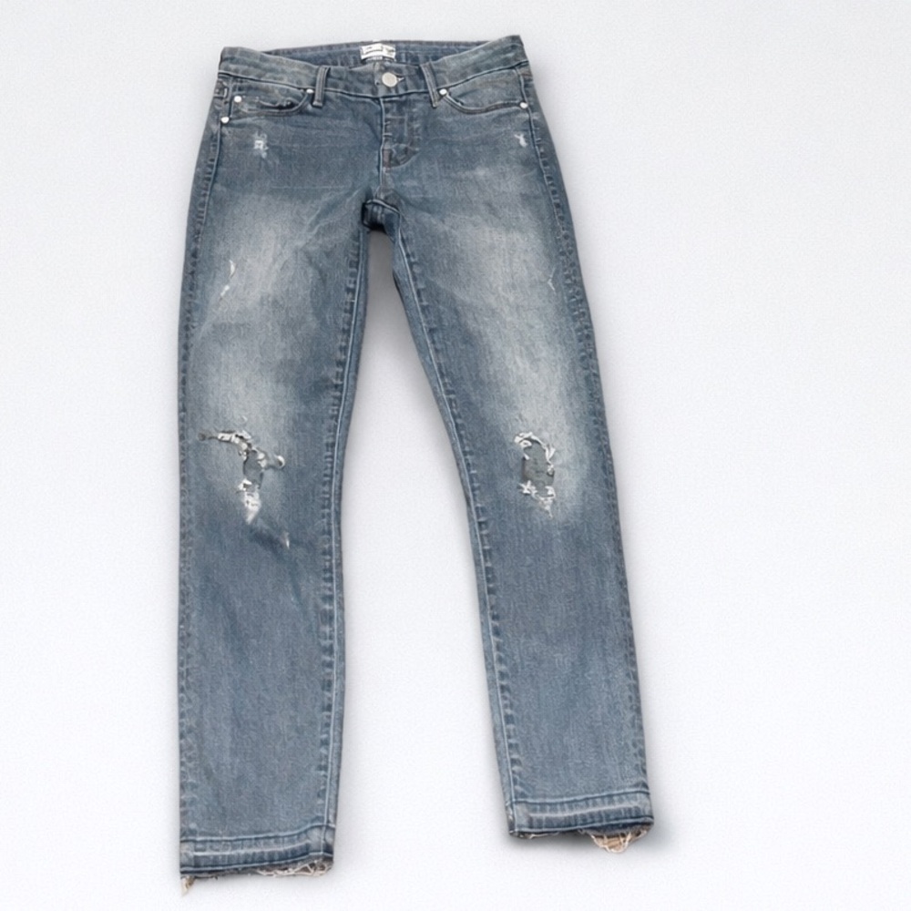 Mother Denim Jeans sz 25 Undone Hem Looker Crop Cliffhanger Wash Distressed